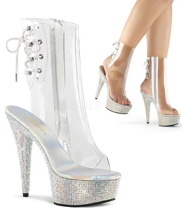 6" Heel Open Toe Ankle Rhinestone Boot (BEJEWELED-1018DM-6)