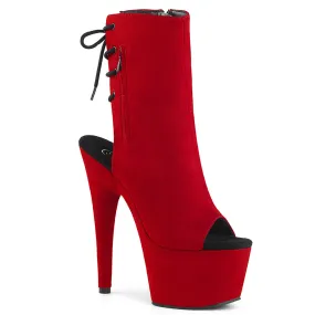 ADORE-1018FS Pleaser Shoes Red Faux Suede Platform Pole Dancing Boot