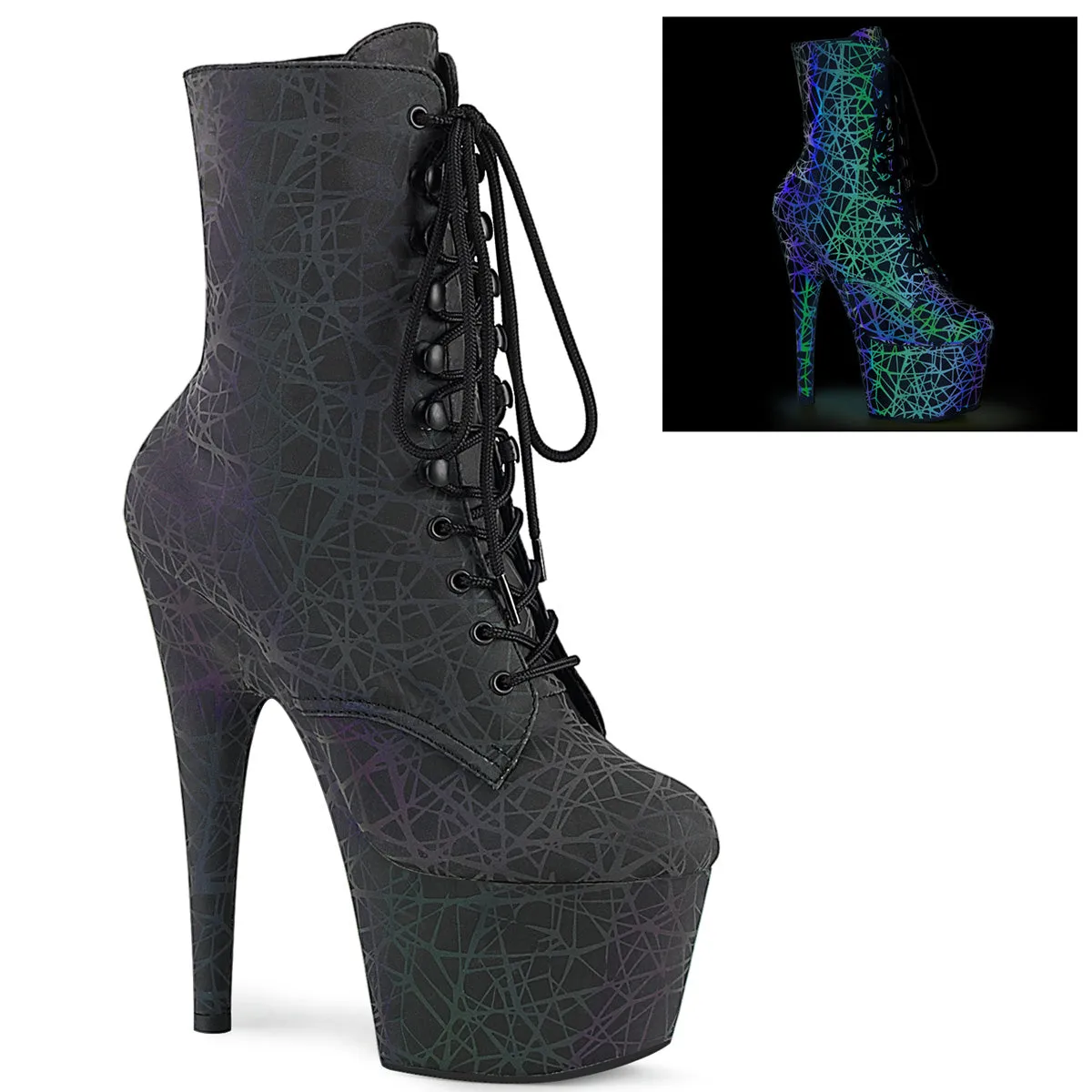 ADORE-1020REFL Pleaser Shoes Light Reflective Stripper Boots