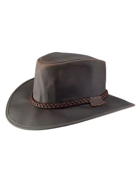 American Hat Makers CRUSHER-CHO Leather Outback Hat Chocolate - D