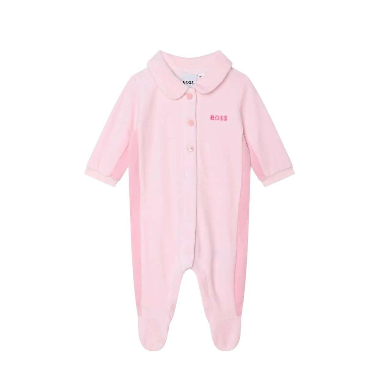 BOSS Baby Logo Pink Velvet Babygrow