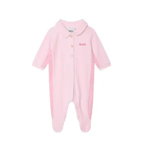 BOSS Baby Logo Pink Velvet Babygrow