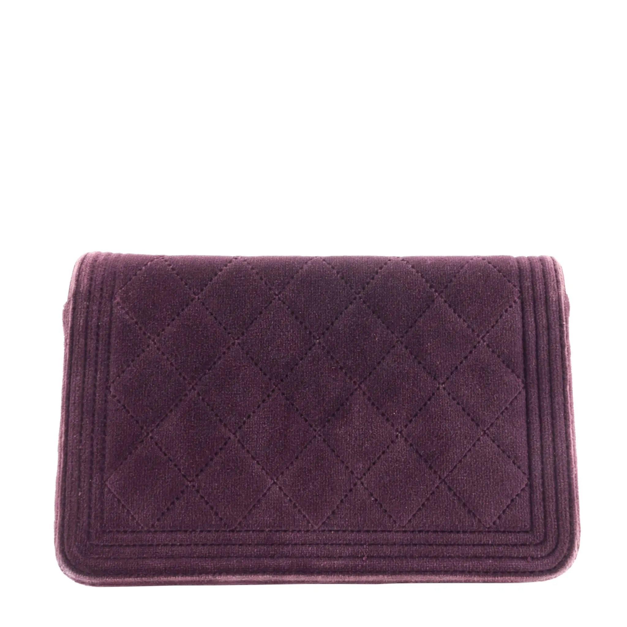 Boy Quilted Velvet Wallet on Chain Bag