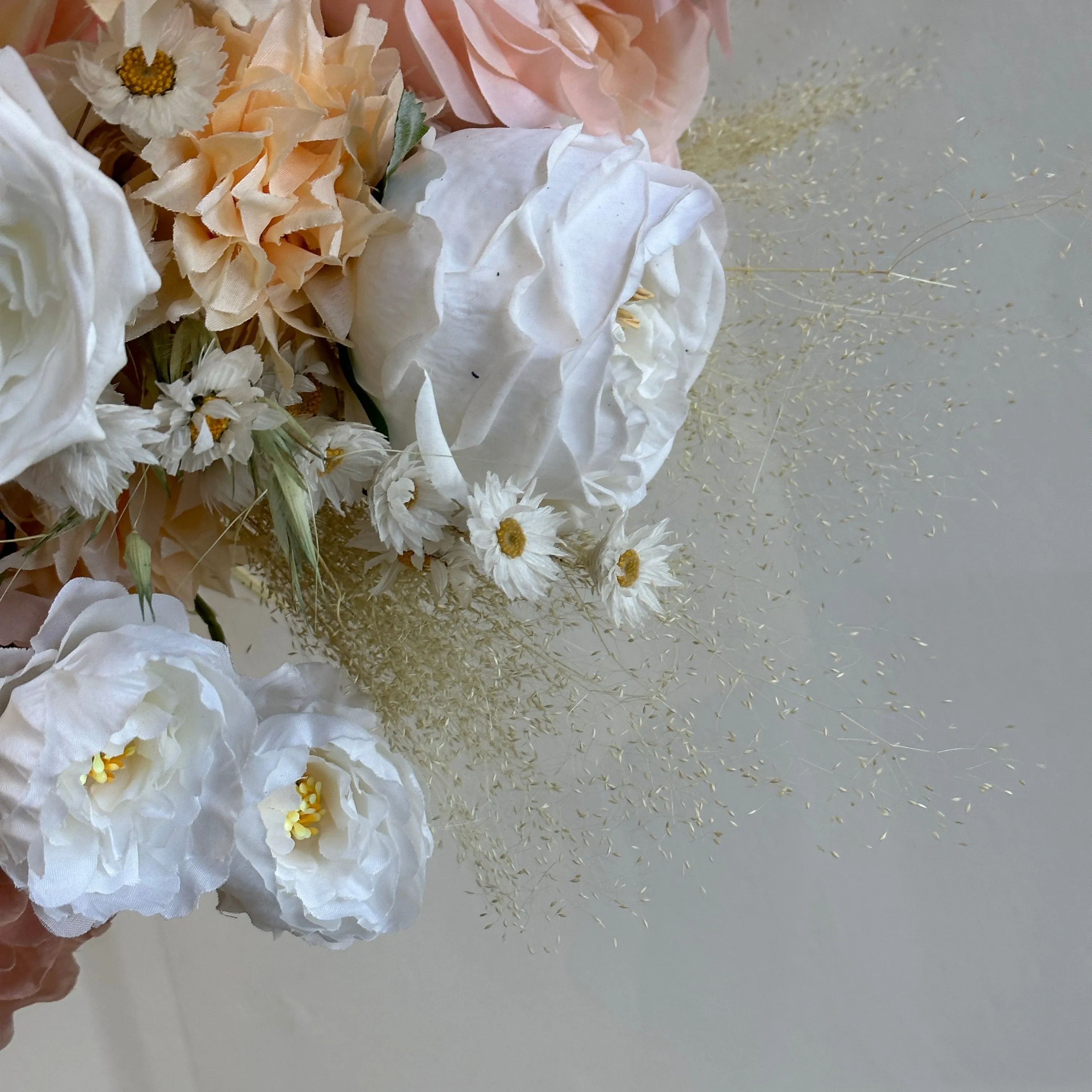 Colourful Dried & Artificial Flowers Bridal Bouquet - Summer White & Pink