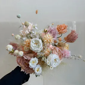 Colourful Dried & Artificial Flowers Bridal Bouquet - Summer White & Pink