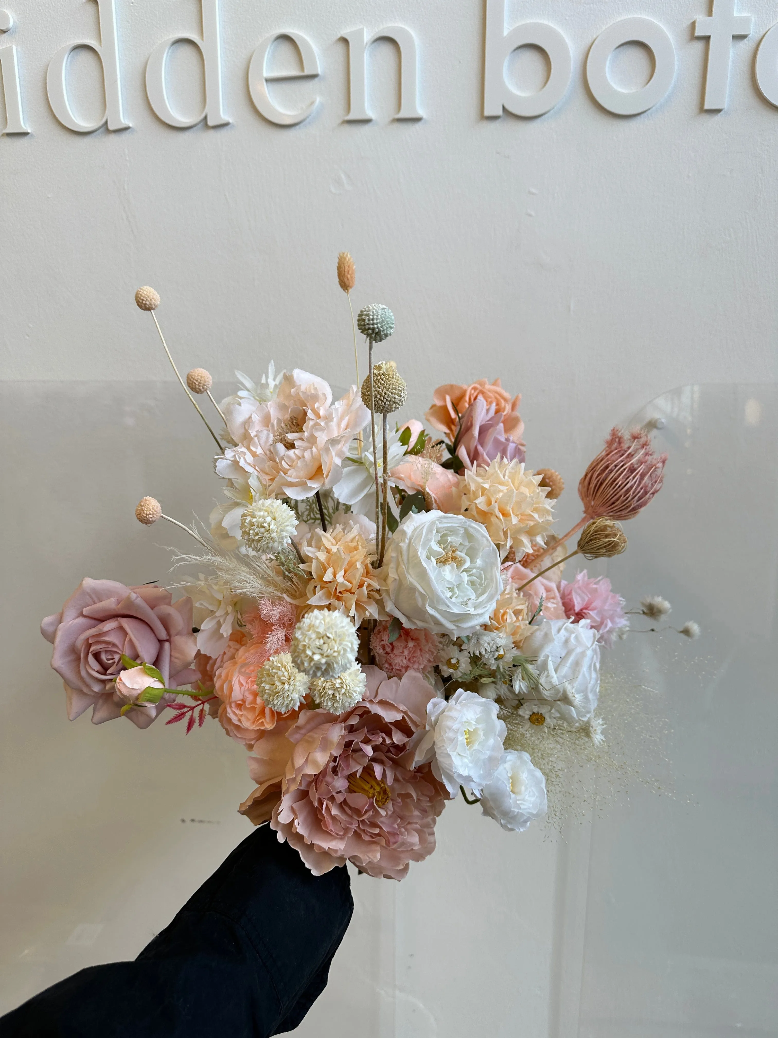 Colourful Dried & Artificial Flowers Bridal Bouquet - Summer White & Pink