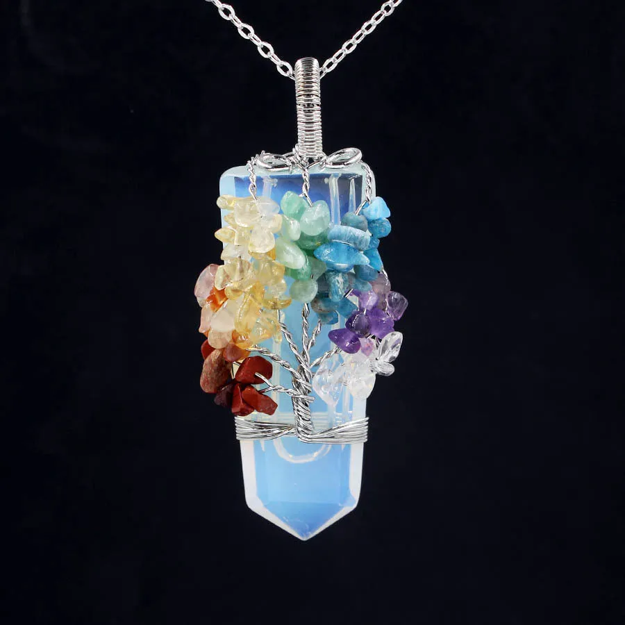 Crystal Tree Of Life Pendant Necklace