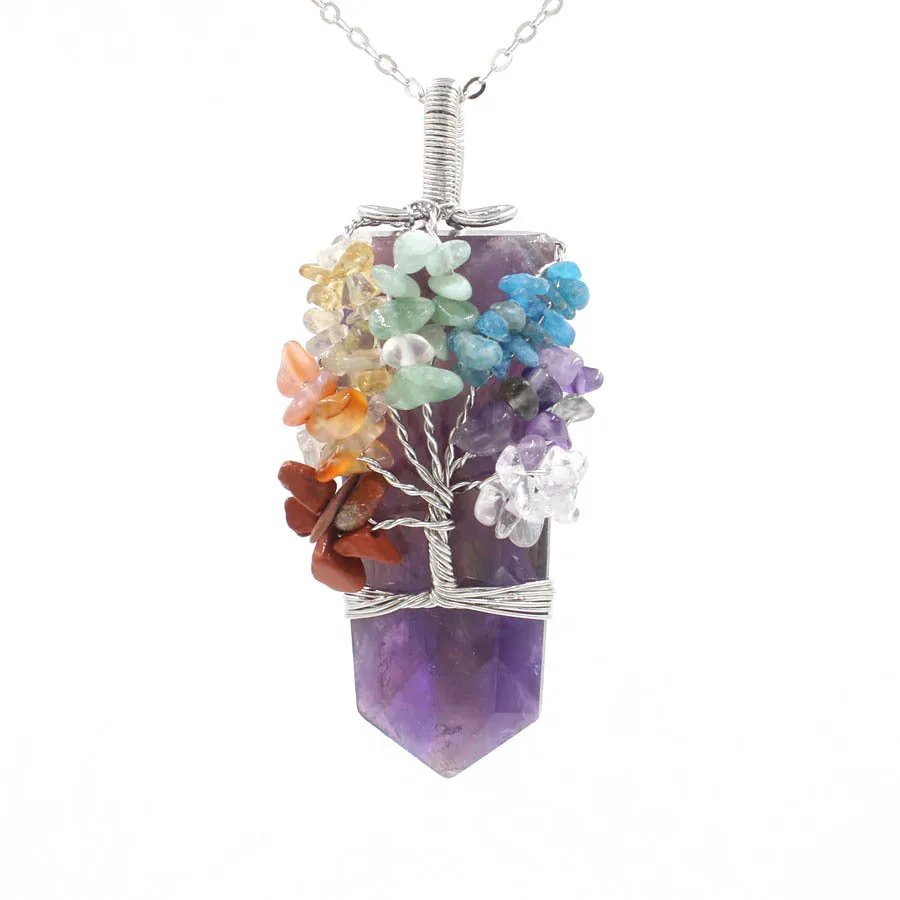 Crystal Tree Of Life Pendant Necklace