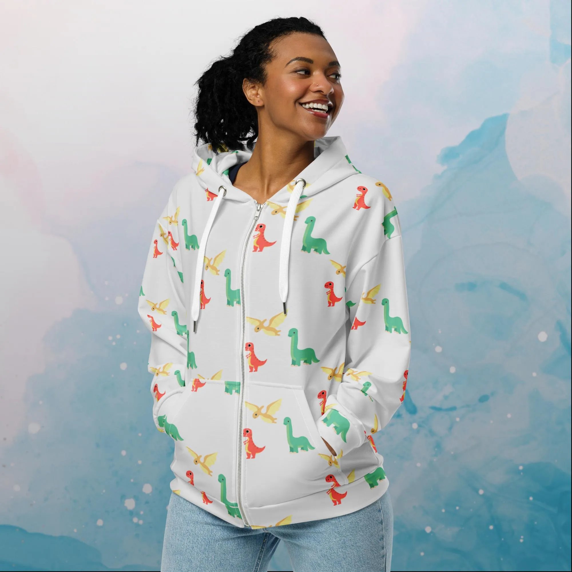 Cute Dinos Unisex Zip Hoodie