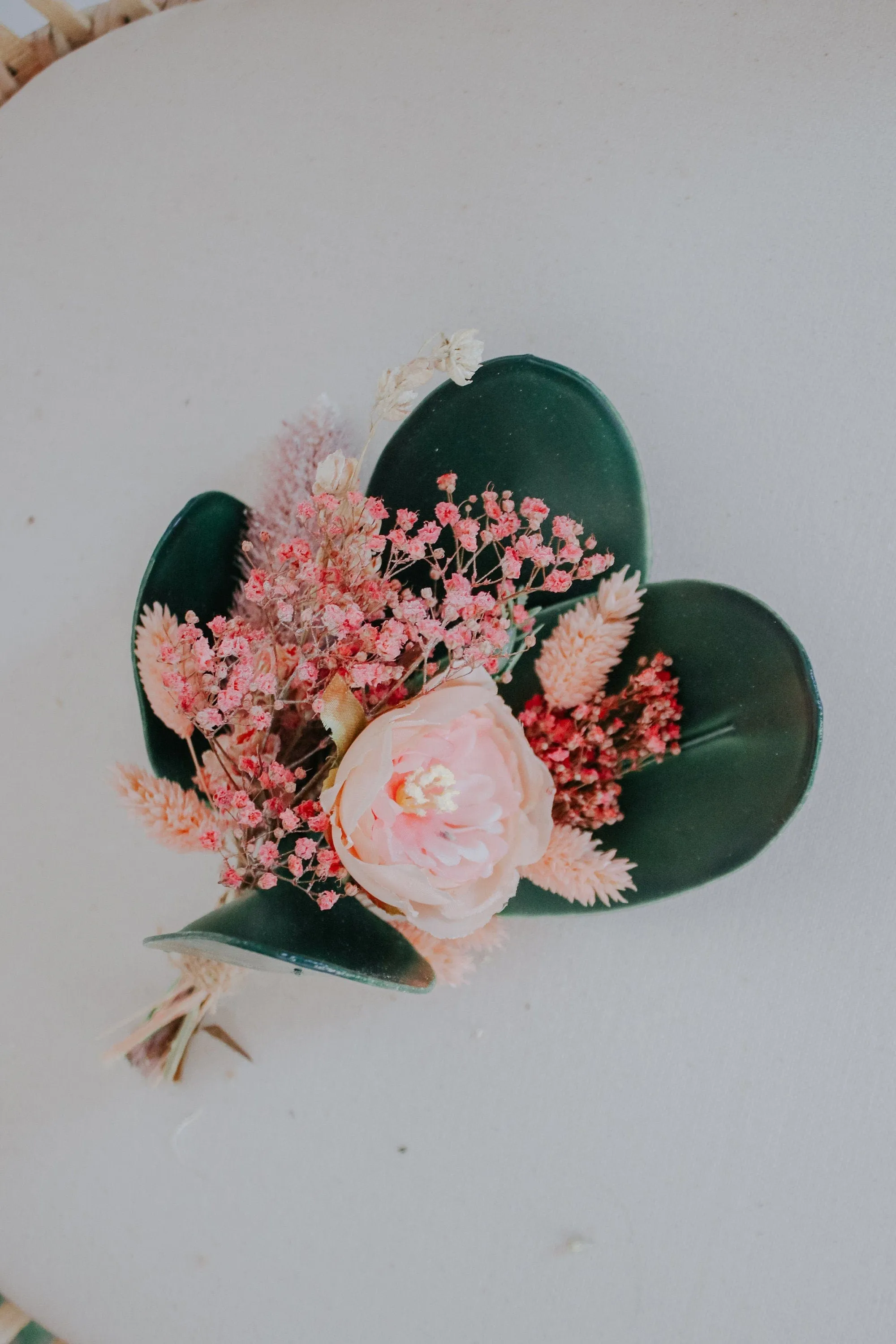 Dried & Artificial Flowers Bridal Bouquet - Blush Pink & Green