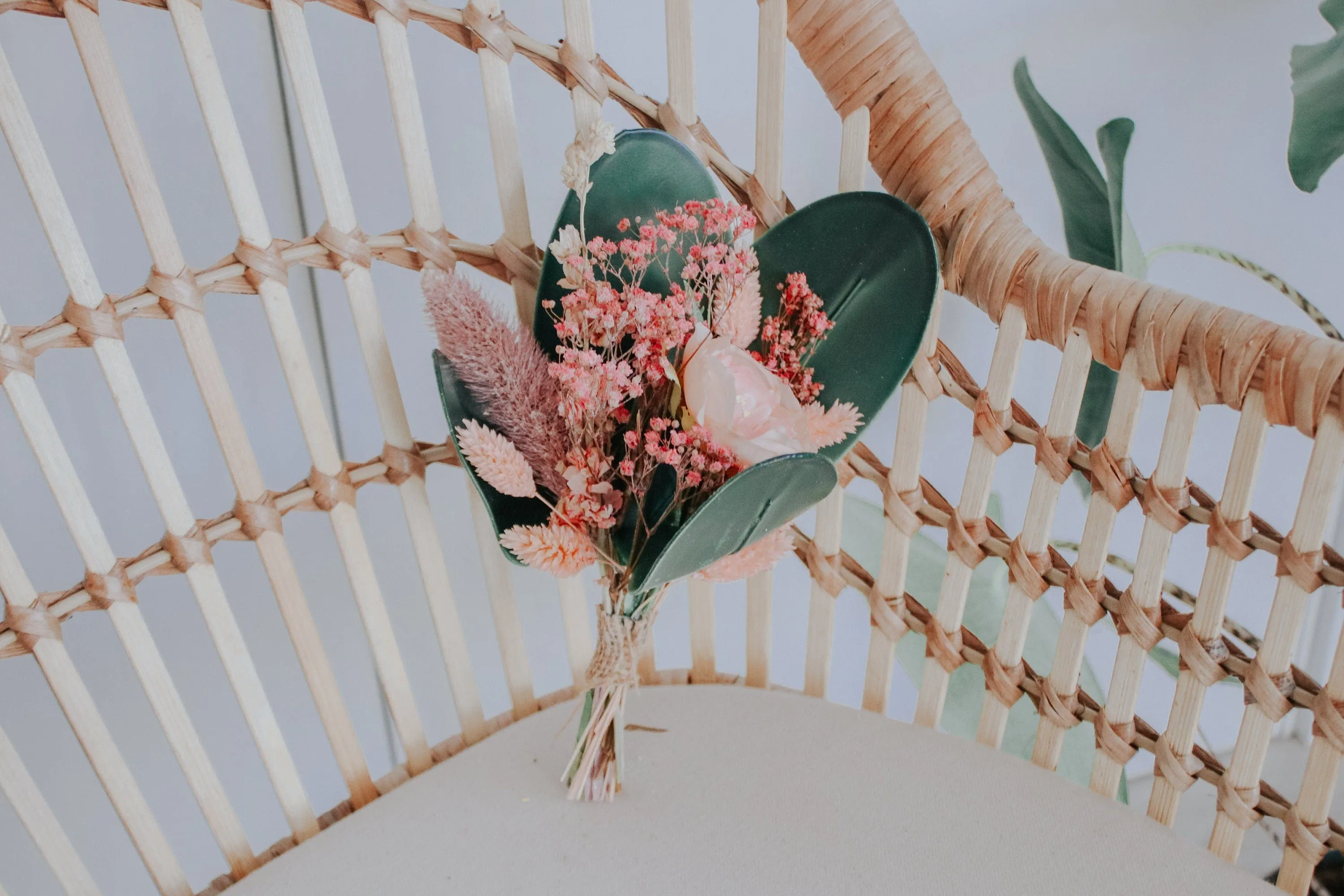 Dried & Artificial Flowers Bridal Bouquet - Blush Pink & Green