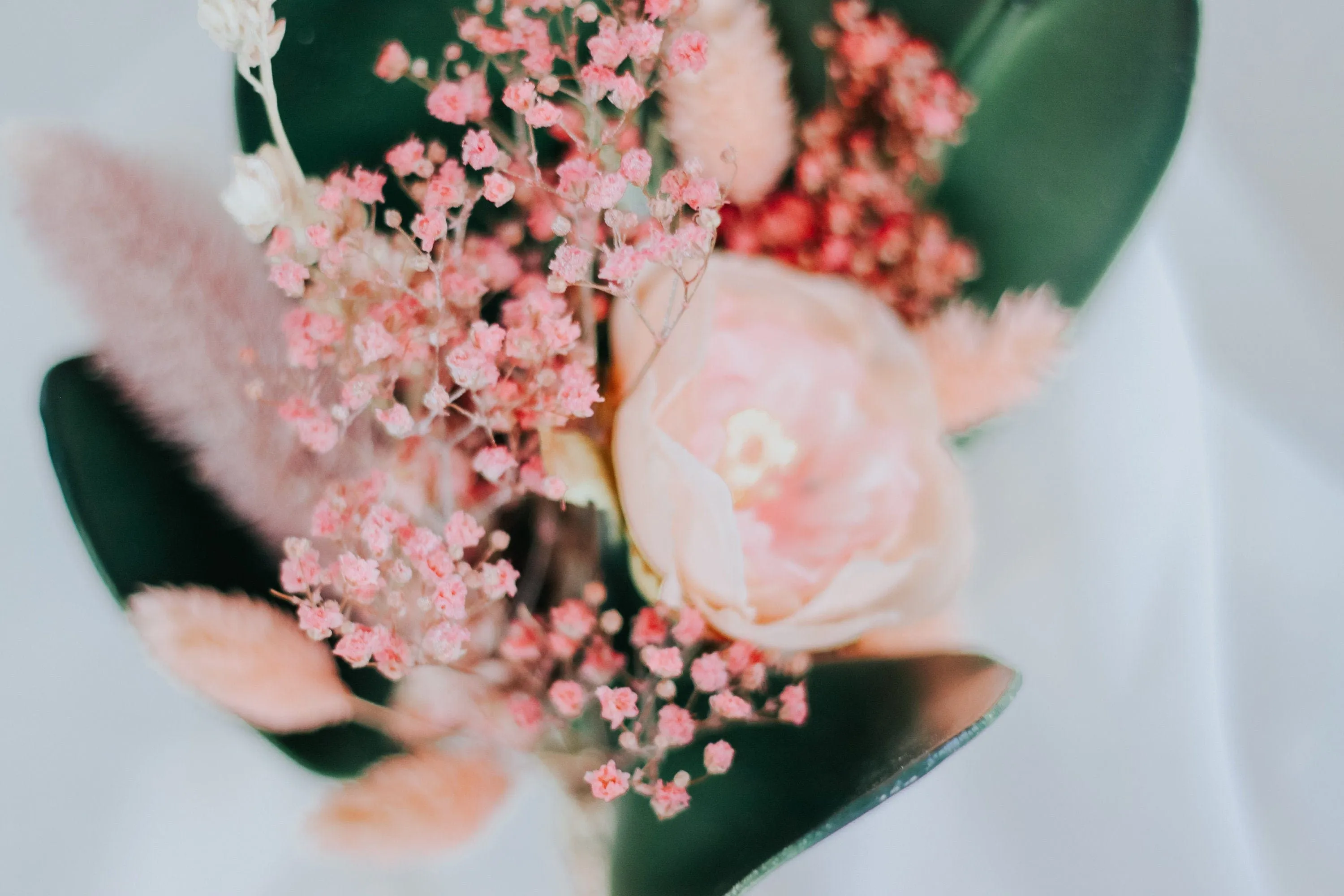 Dried & Artificial Flowers Bridal Bouquet - Blush Pink & Green