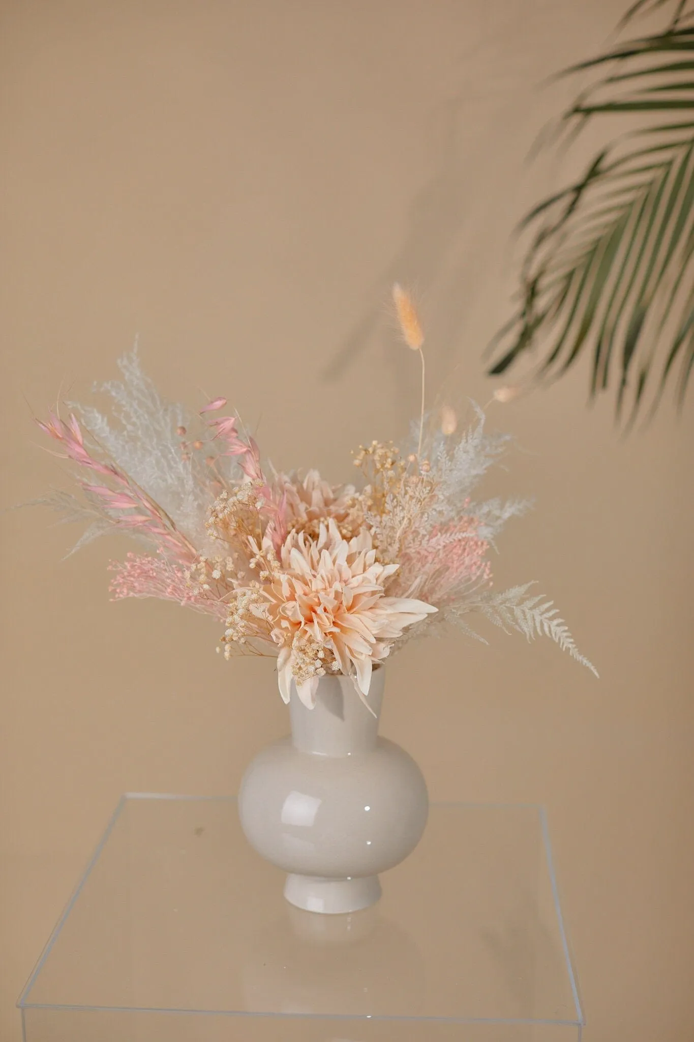 Dried & Artificial Flowers Bridal Bouquet - Pastel Peach & Pink