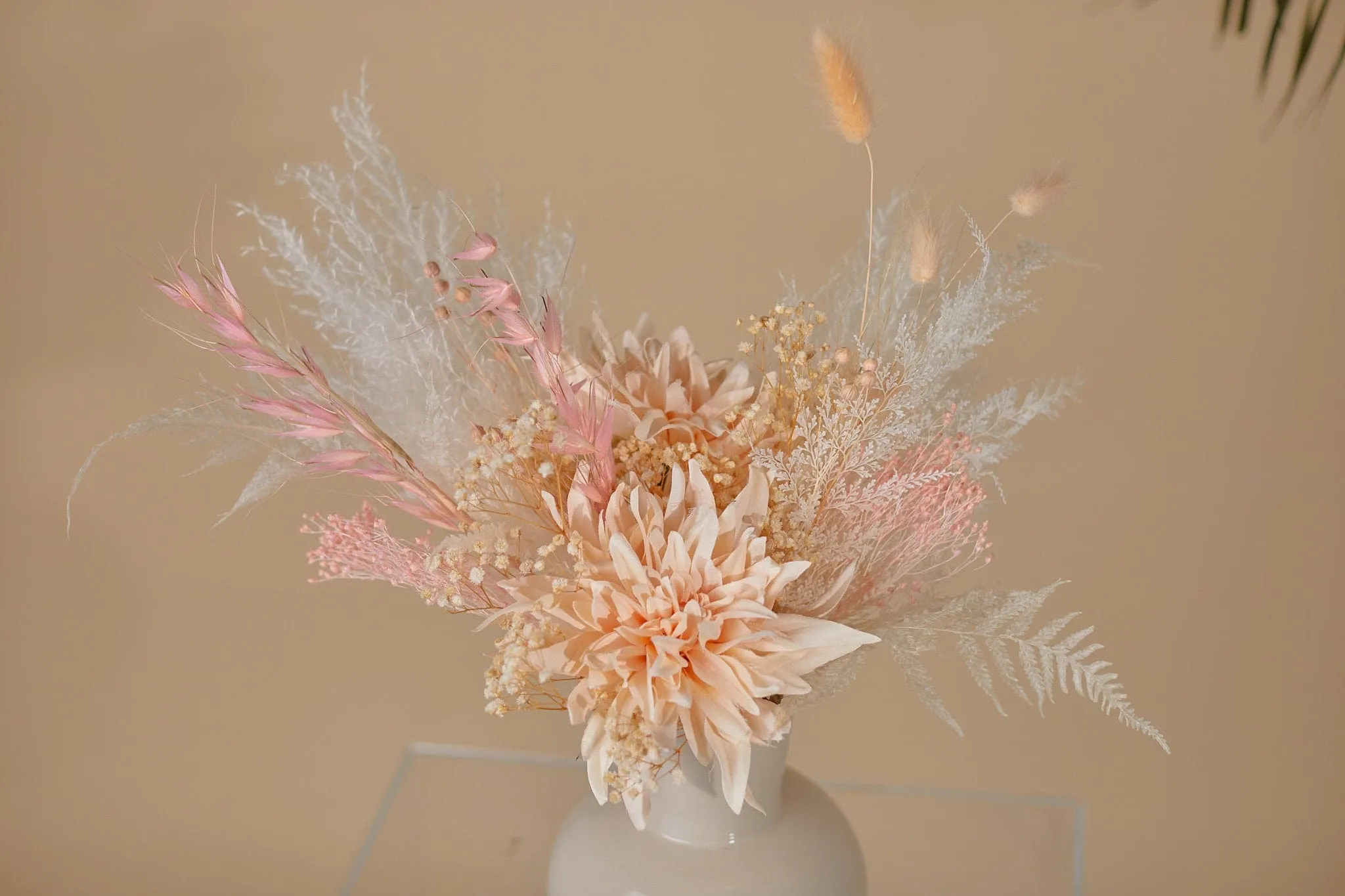 Dried & Artificial Flowers Bridal Bouquet - Pastel Peach & Pink