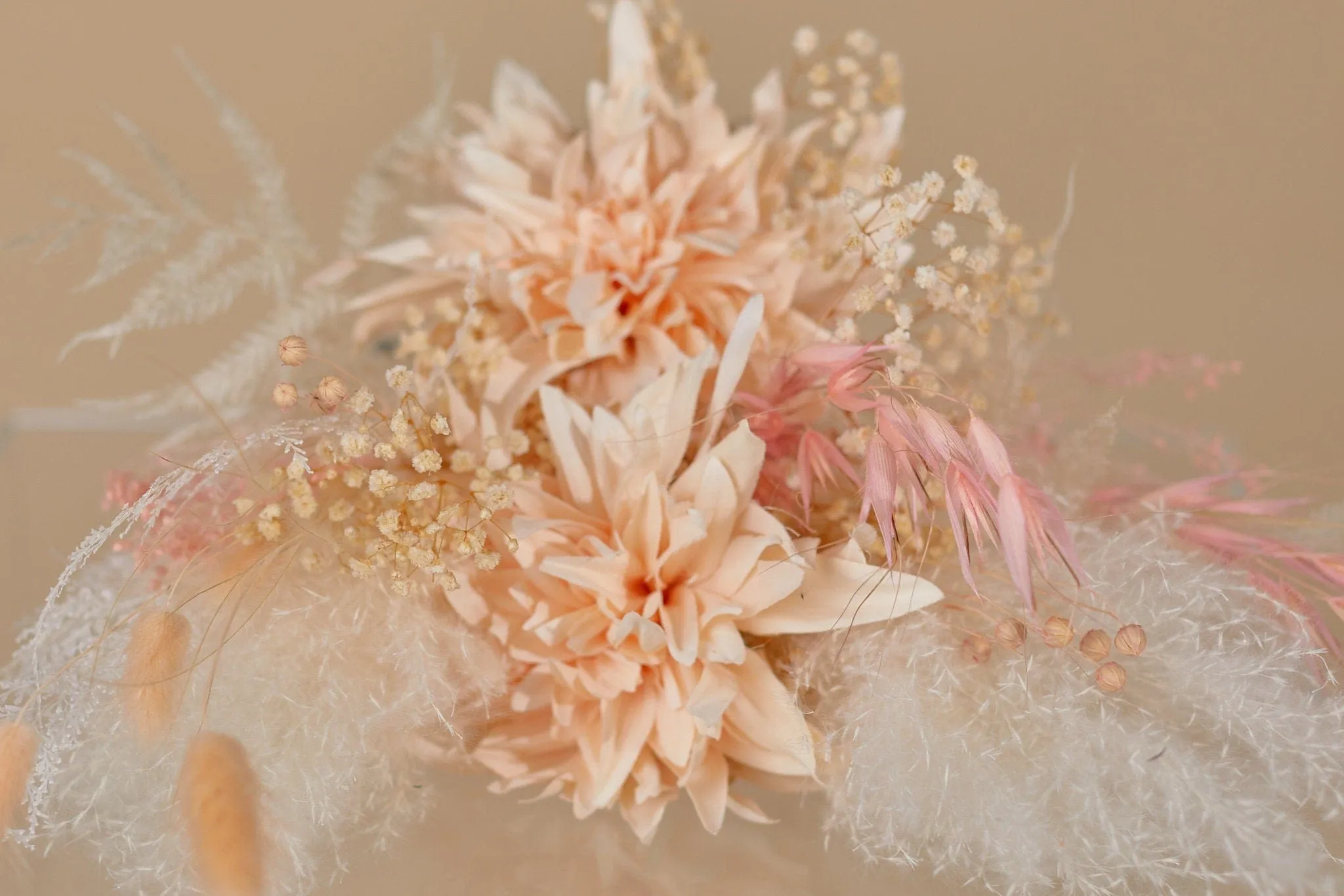 Dried & Artificial Flowers Bridal Bouquet - Pastel Peach & Pink