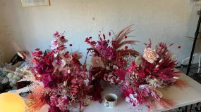 Dried & Artificial Flowers Top Table Centerpiece - Hot Pink