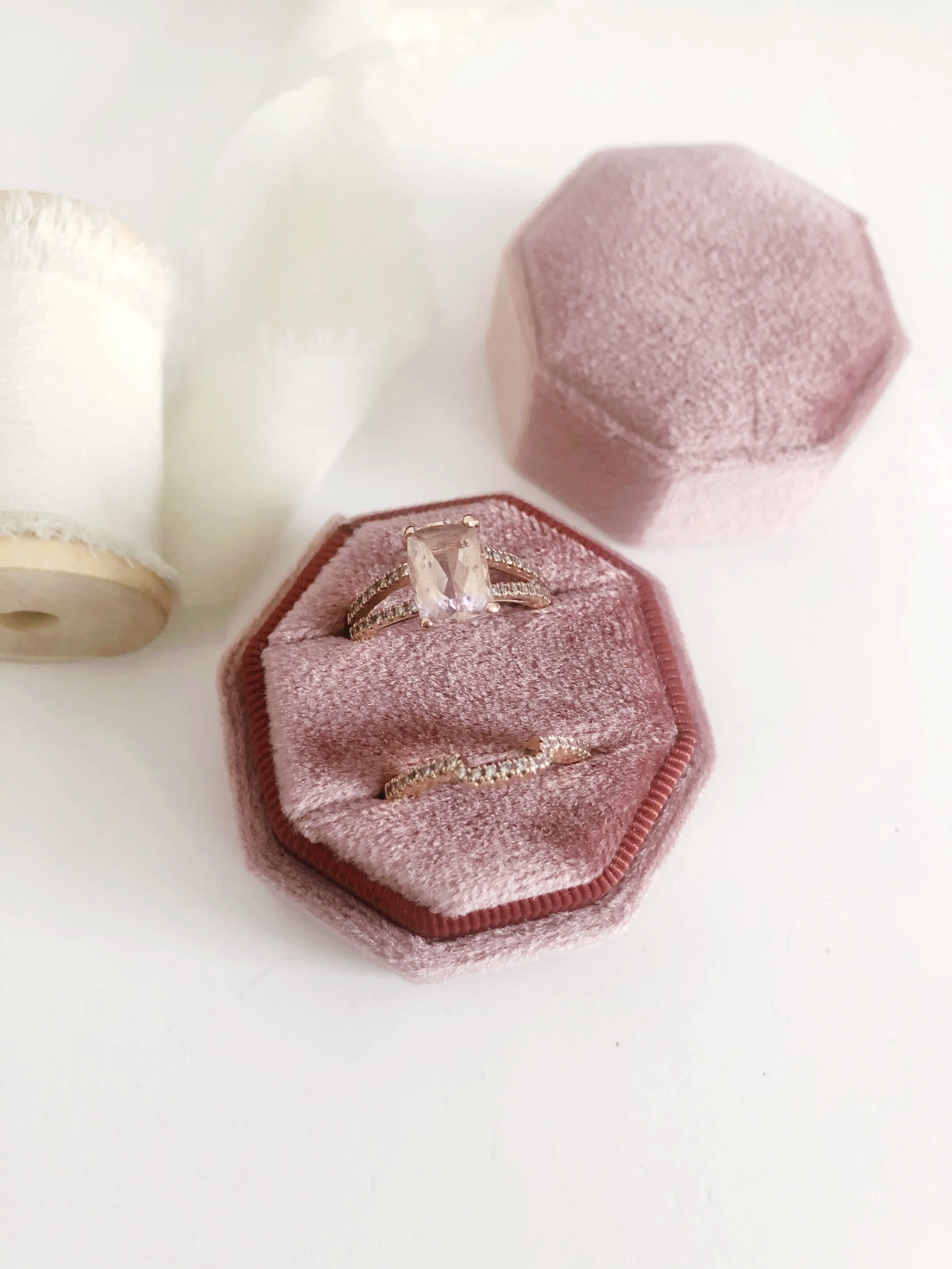 Dusty Rose Octagon Ring Box