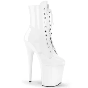 FLAMINGO-1020 White Patent 8 Inch Heel Stripper Boot