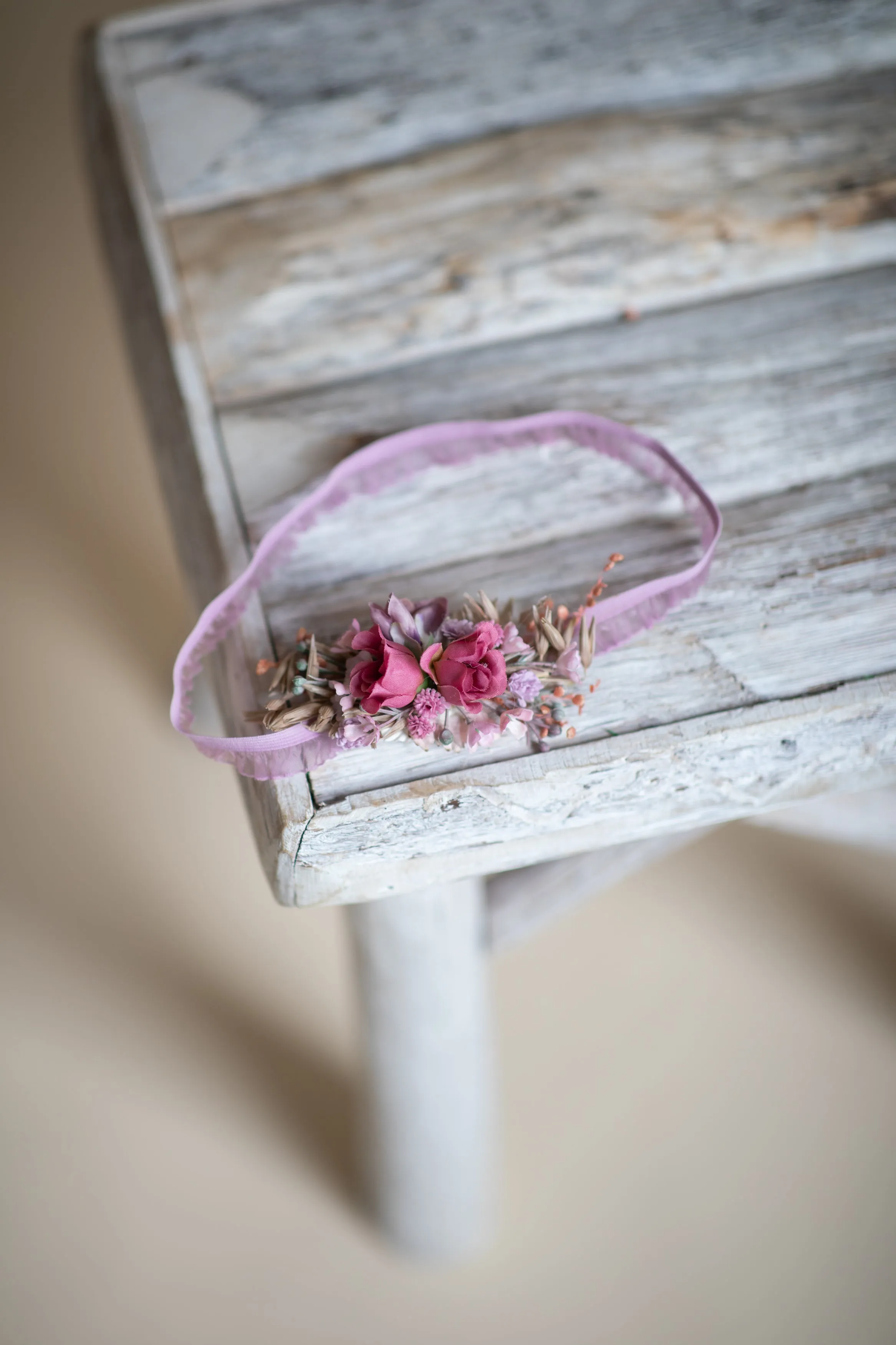 Flower bridal lace garter with pink roses