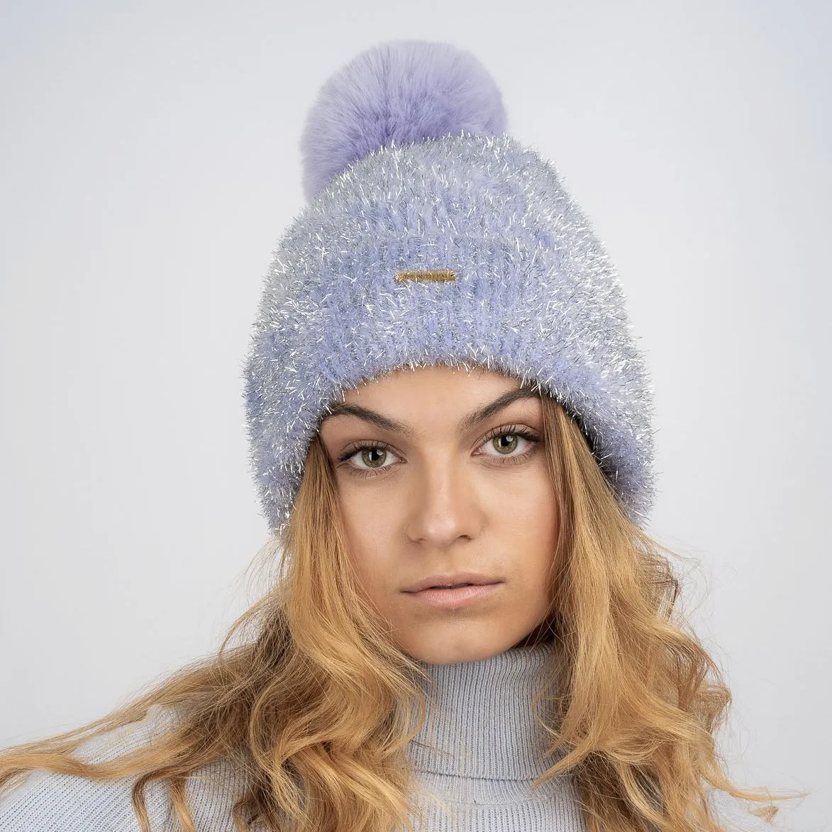 Freya Fluffy Glitter Fleece Lined Beanie - Lilac