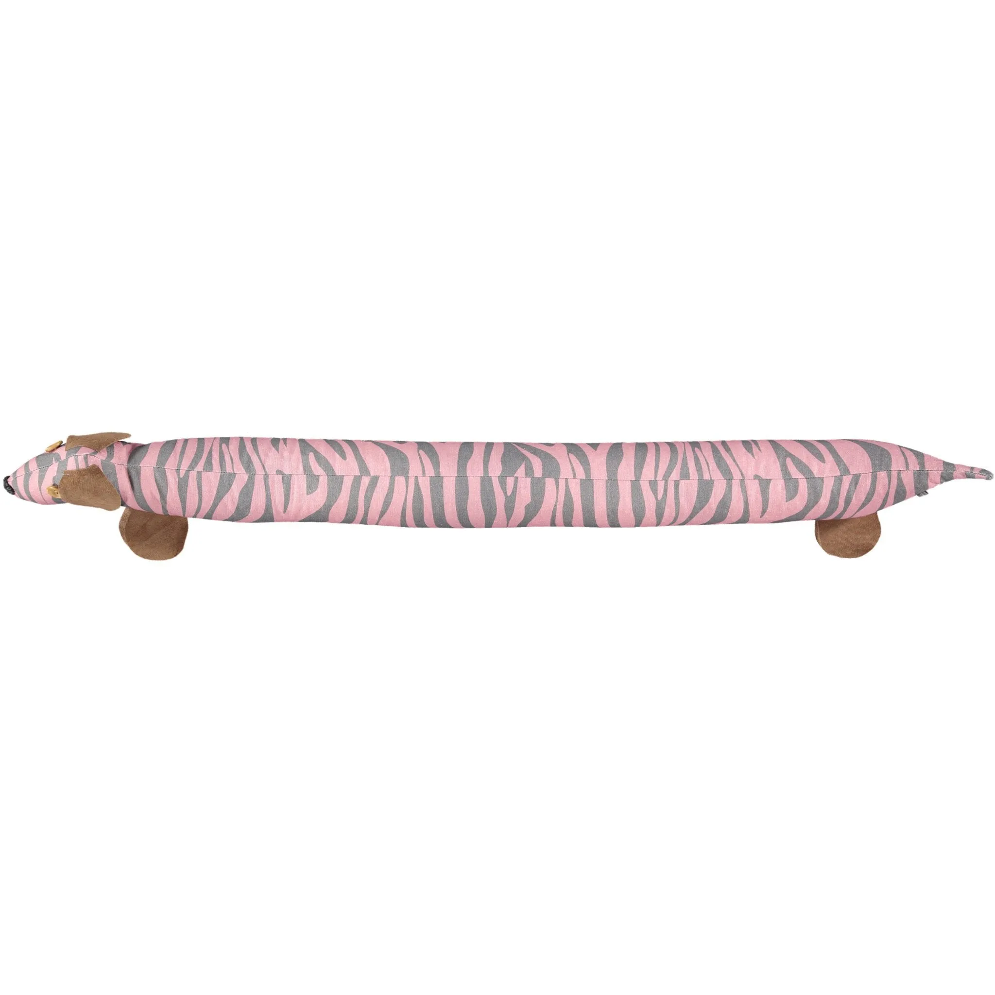 Grey & Pink Zebra Print Dog Draught Excluder With Lavender