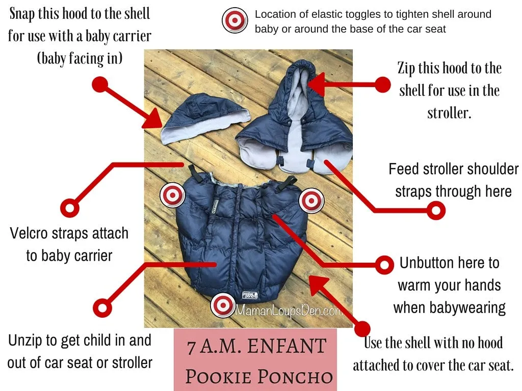 >7 A.M. Enfant Pookie Poncho Baby Carrier Classic - Metallic Grey (0-4T)