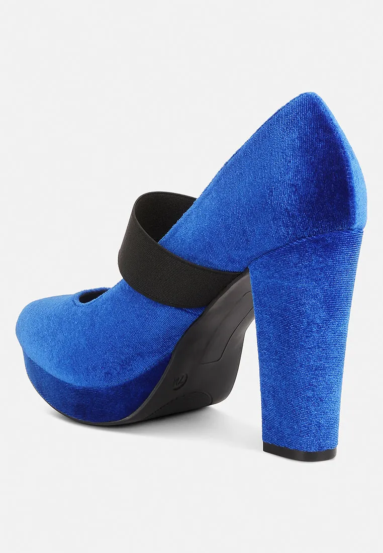 Krause High Block Heel Velvet Pumps