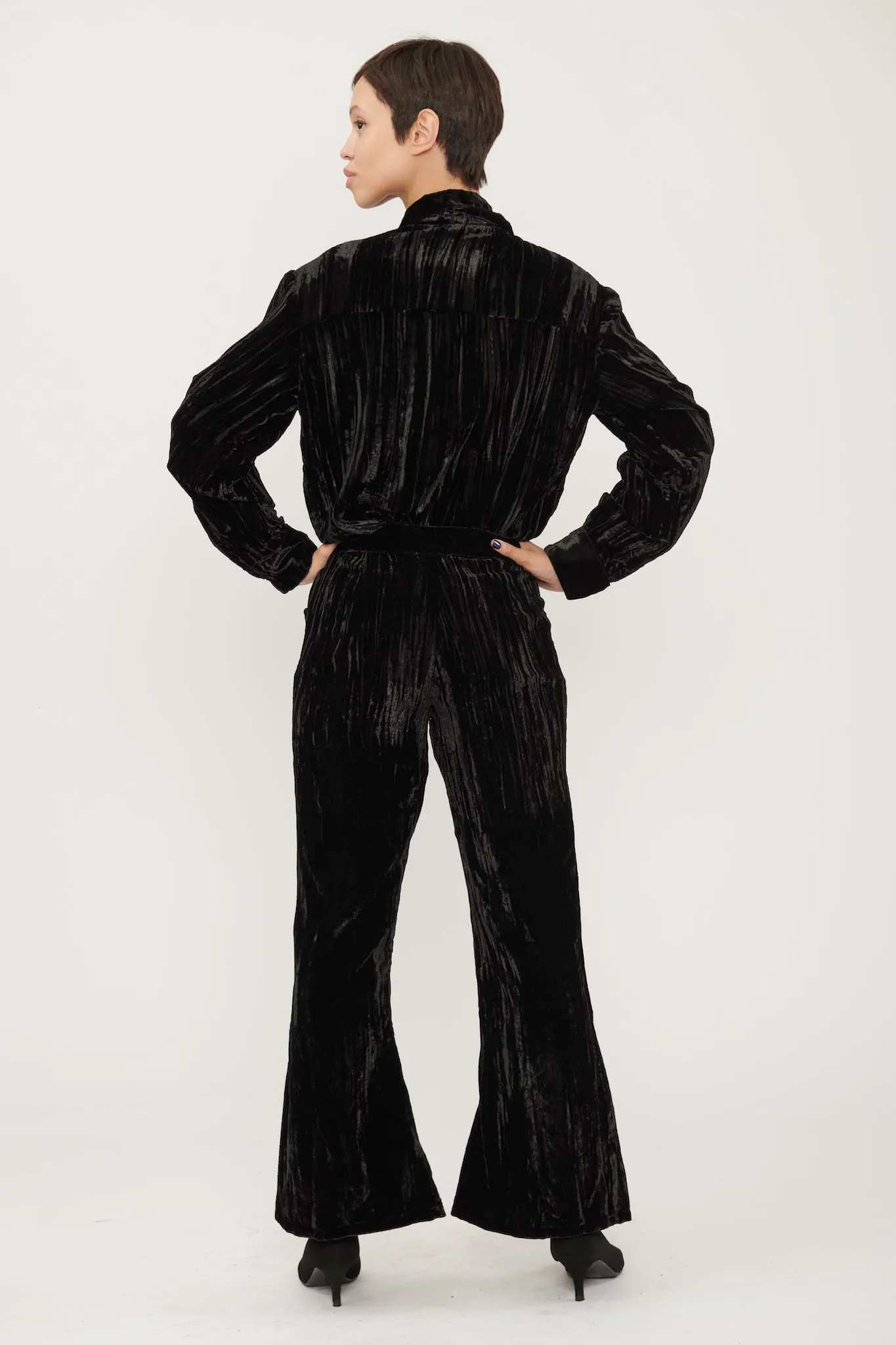 Lawyer Pant in Black Crushed Velvet