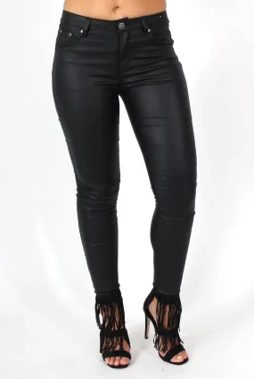 Liv Black PU High Waisted Jeans