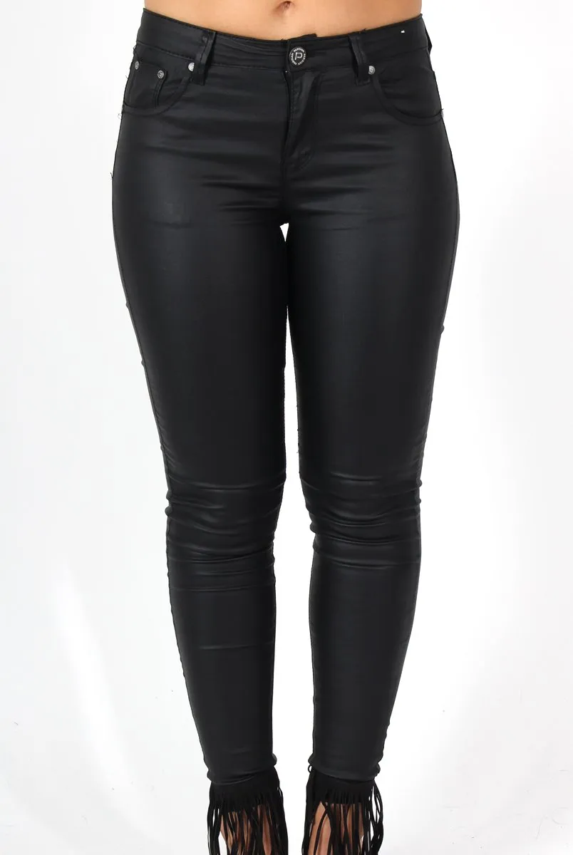 Liv Black PU High Waisted Jeans