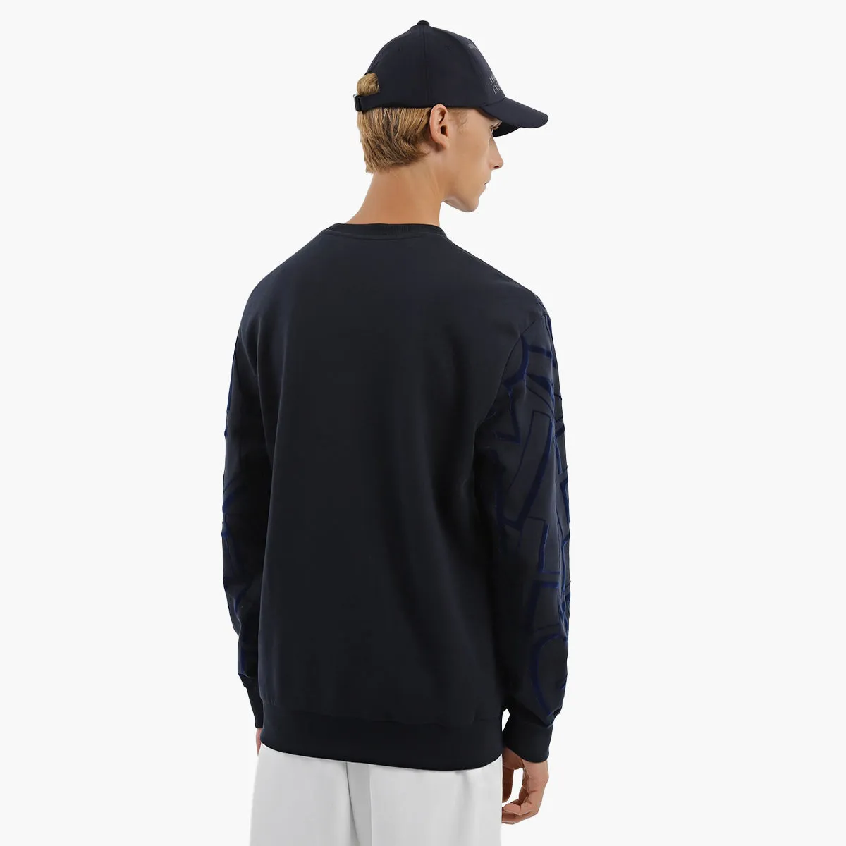 Logo All Over Flock Print Fleece Sweatshirt