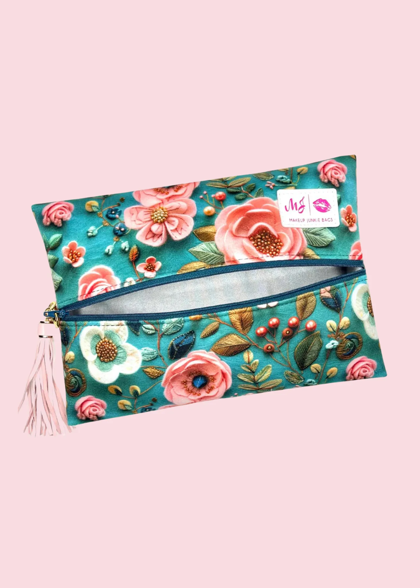 Makeup Junkie Bags - Teal Bloom Flat Lay [Pre-Order]