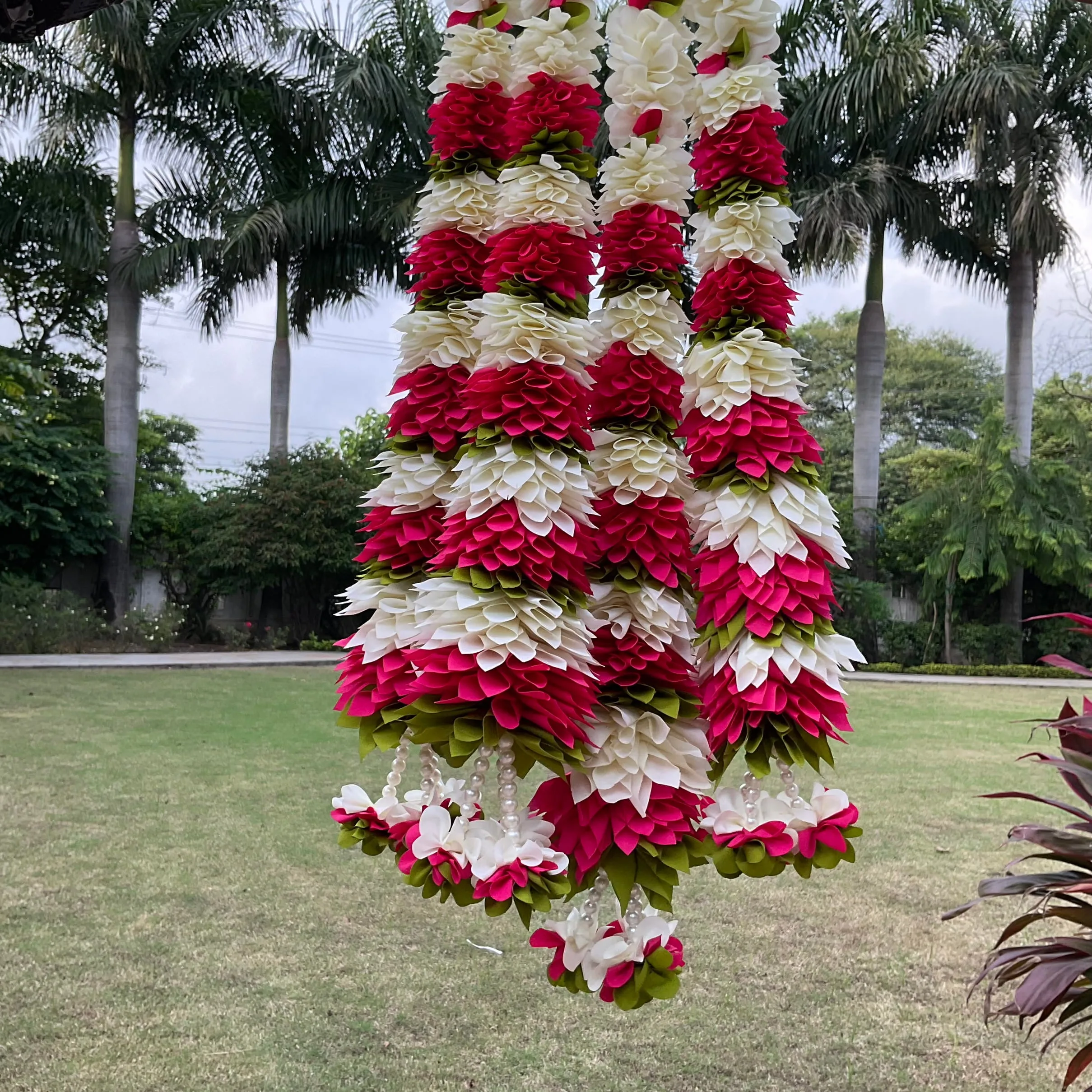 Pink And White Artificial Flower Hanging