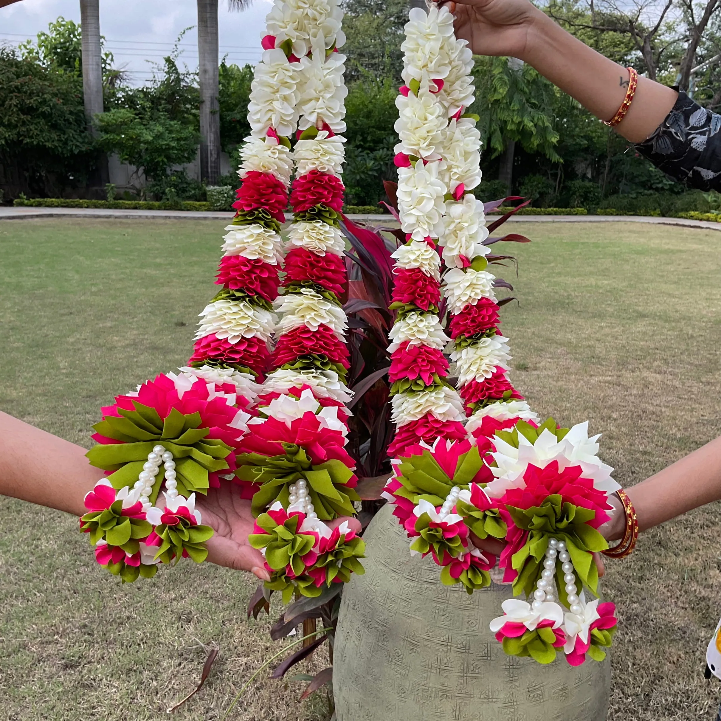 Pink And White Artificial Flower Hanging