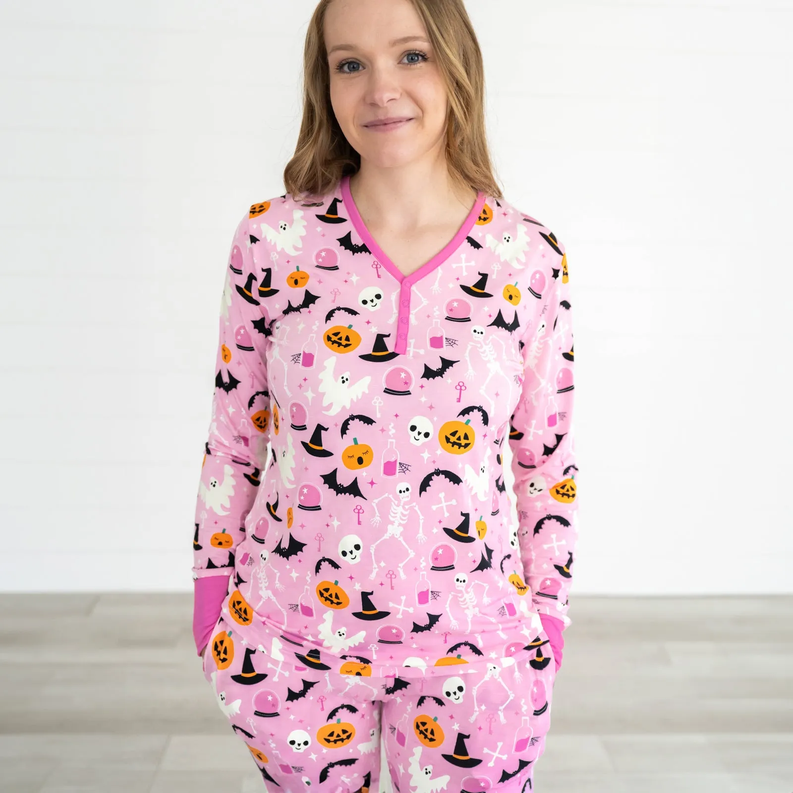 Pink Glowing Ghouls Women's Pajama Top