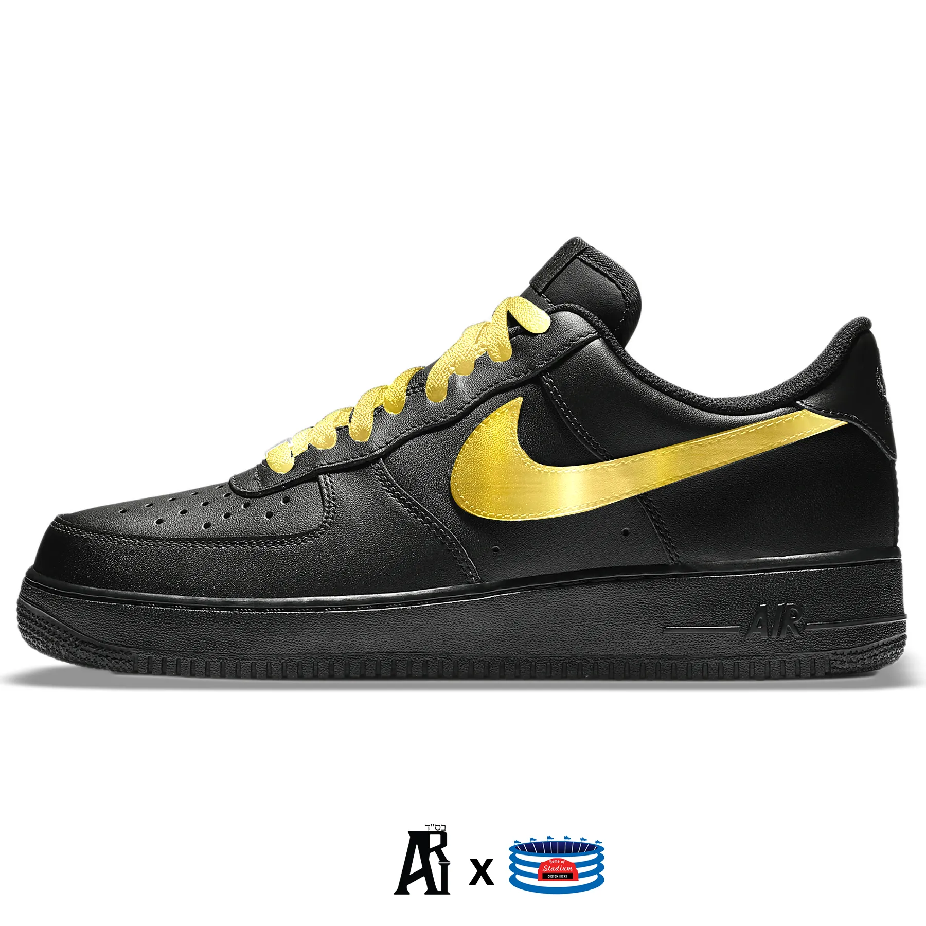 "Black & Gold" Nike Air Force 1 Low Shoes