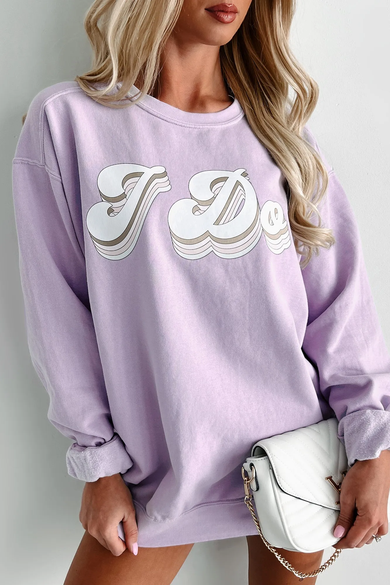 "I Do" Metallic Graphic Crewneck (Orchid) - Print On Demand