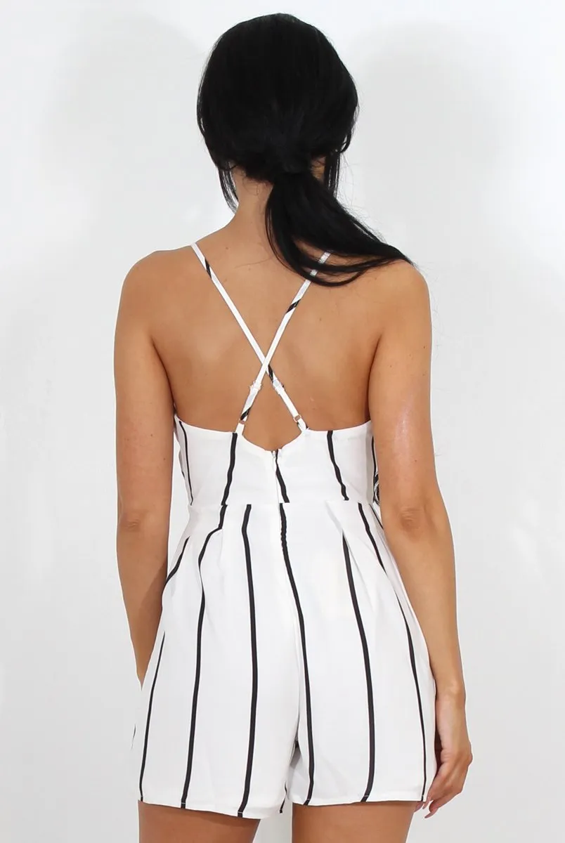 Rona White Pinstripe Playsuit